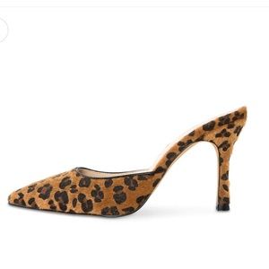 Cult of Coquette Vegan Calfskin Leopard Mules Low Heel 3.5 in heel Slides